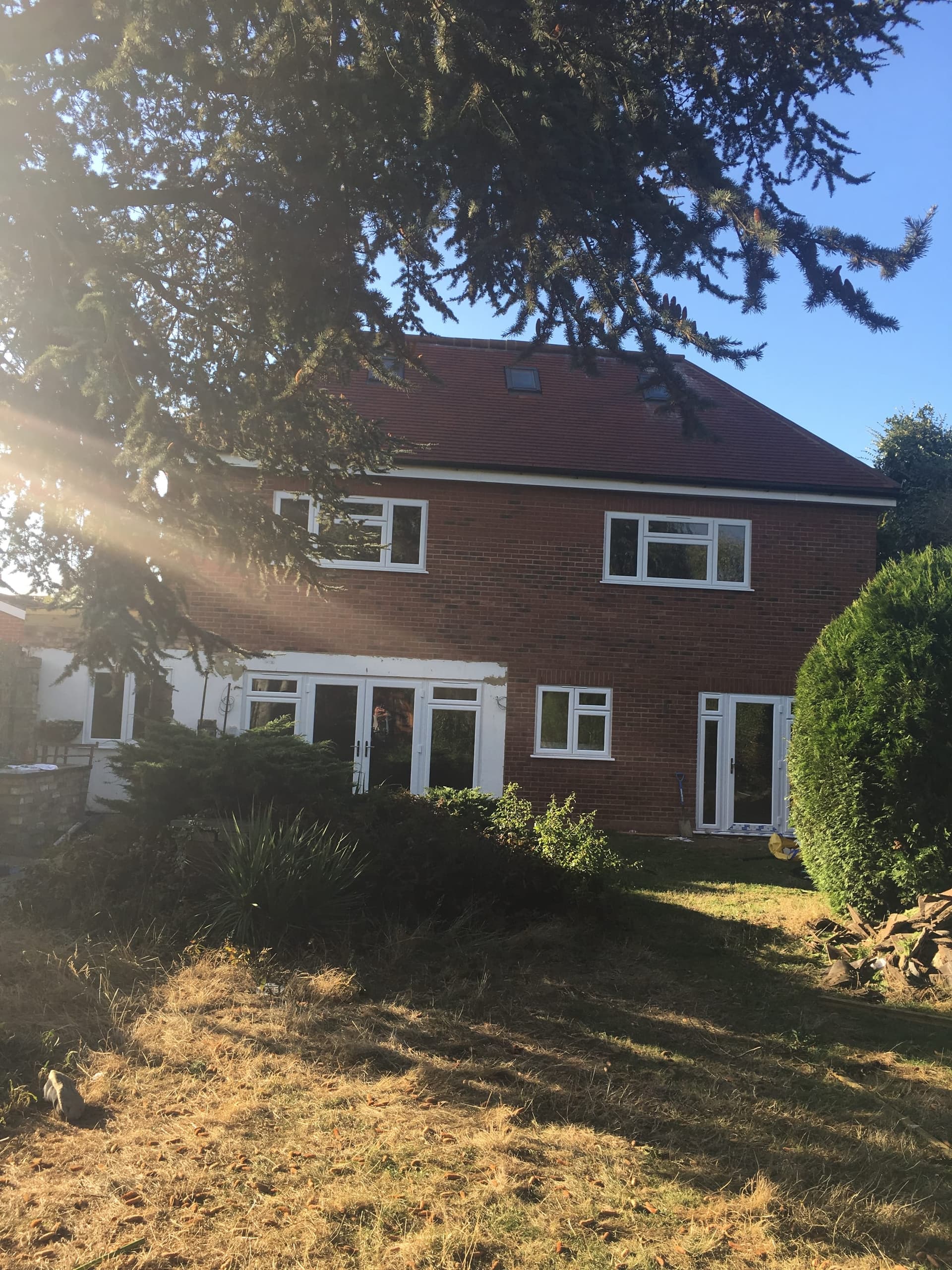 Rear elevation of the new build during construction