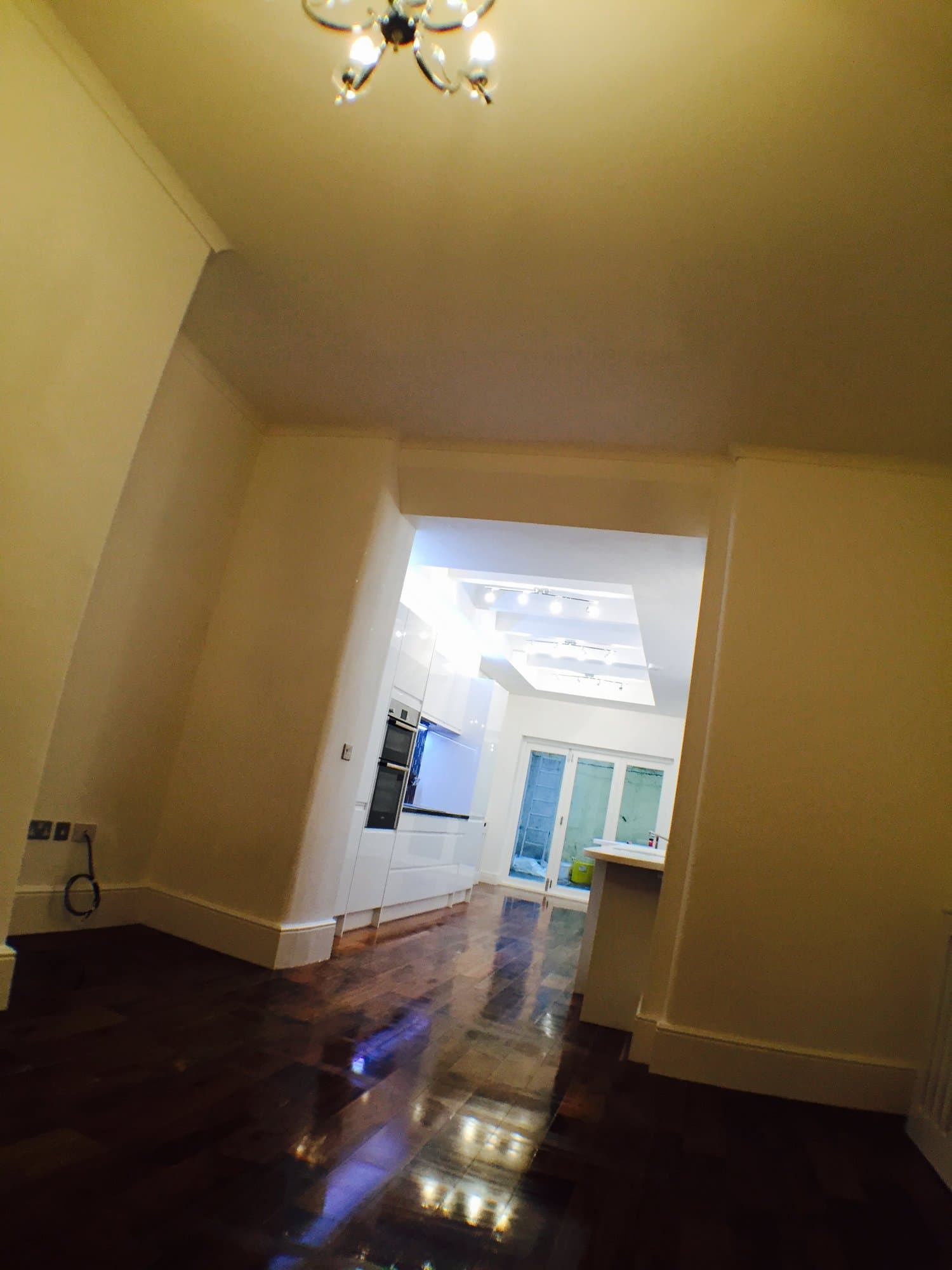 View from the hallway through to the new open-plan kitchen extension