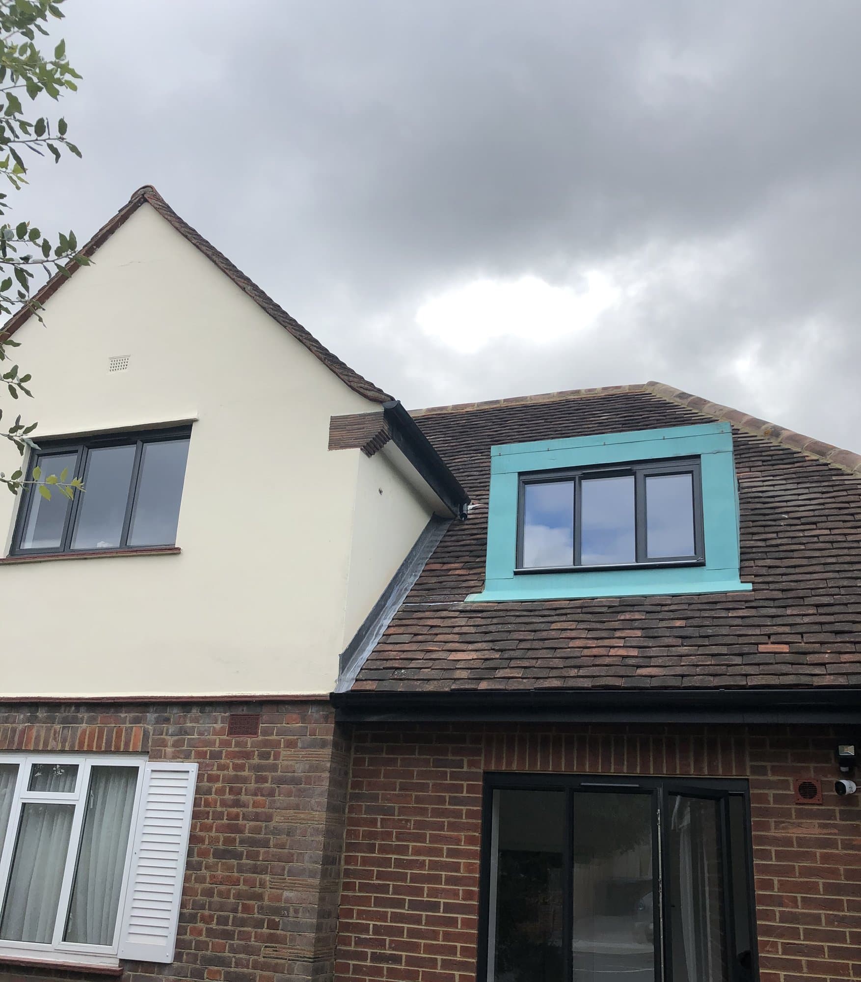 Rear elevation of the single-storey back extension with a dormer window above