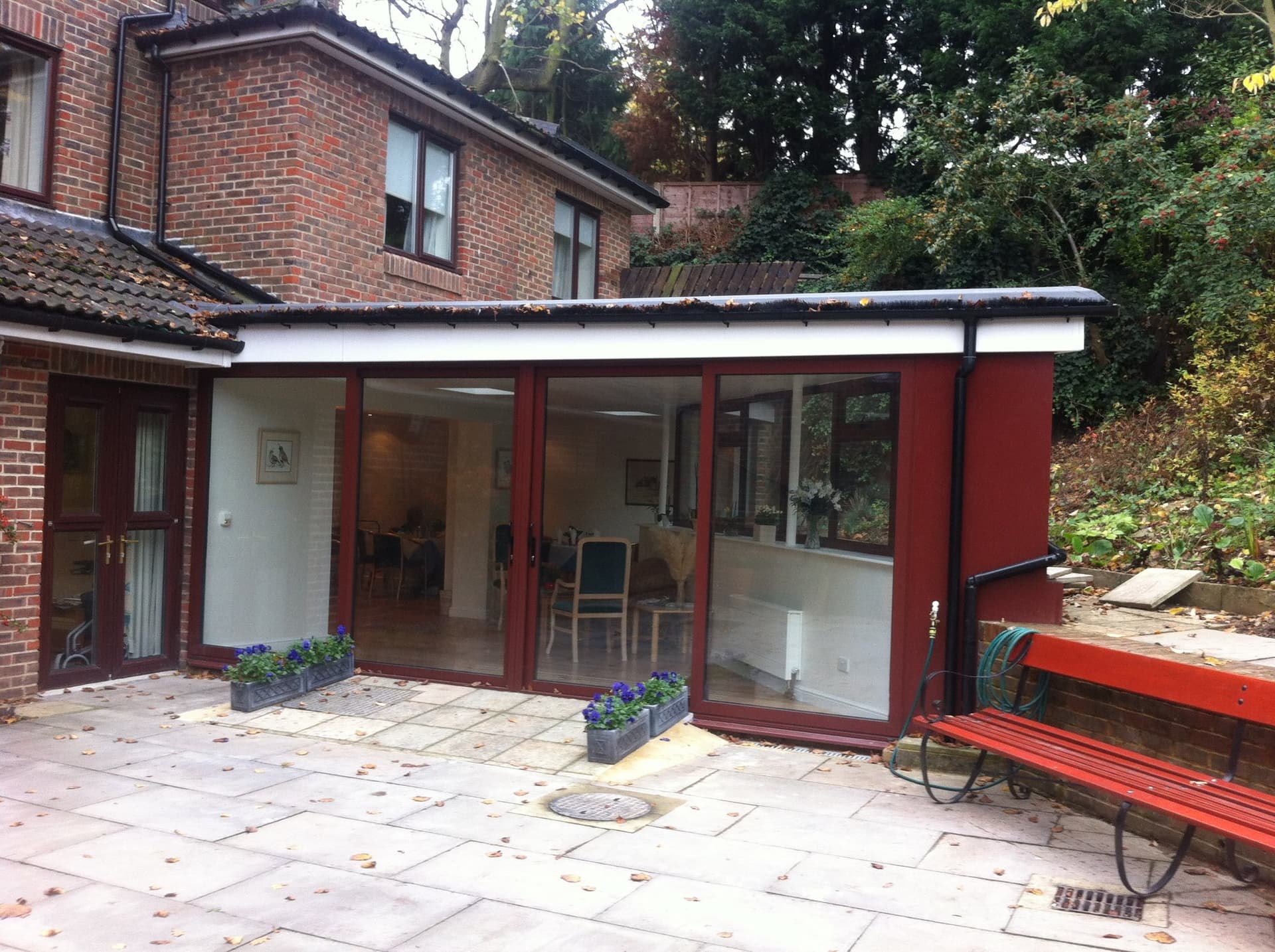 Ground floor extension at Springdene care home with bifolding doors opening onto the patio